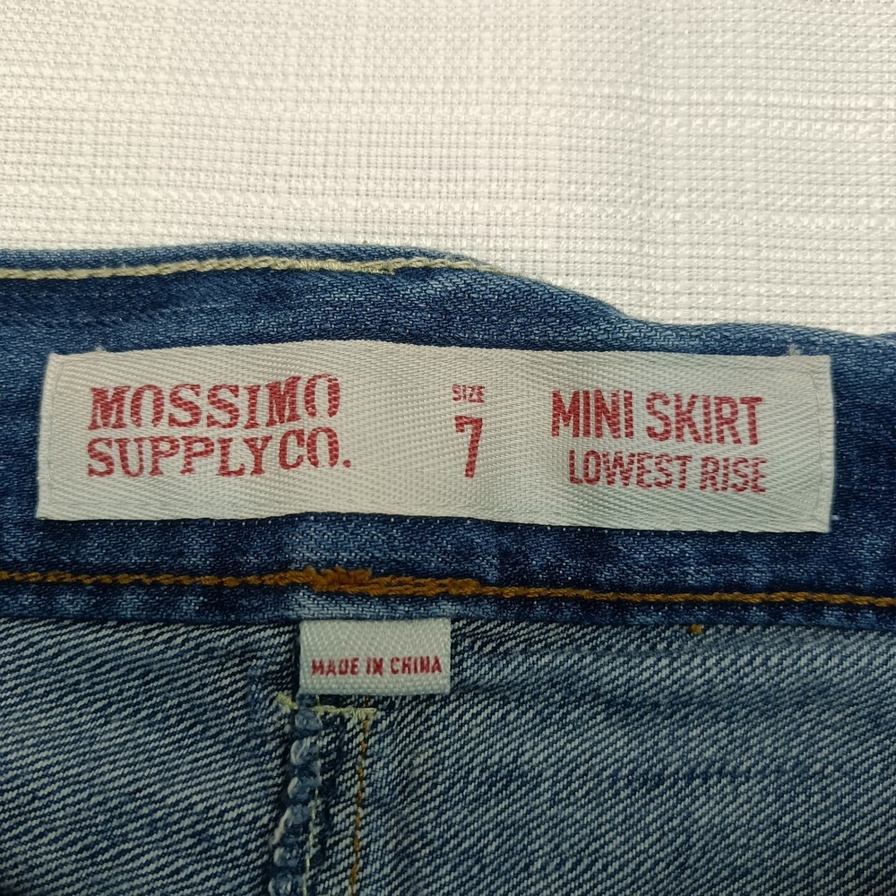 90s Y2K Mossimo Demin Mini Skirt Women's 7 Low Rise Distressed Embroidered Vtg - Picture 3 of 7